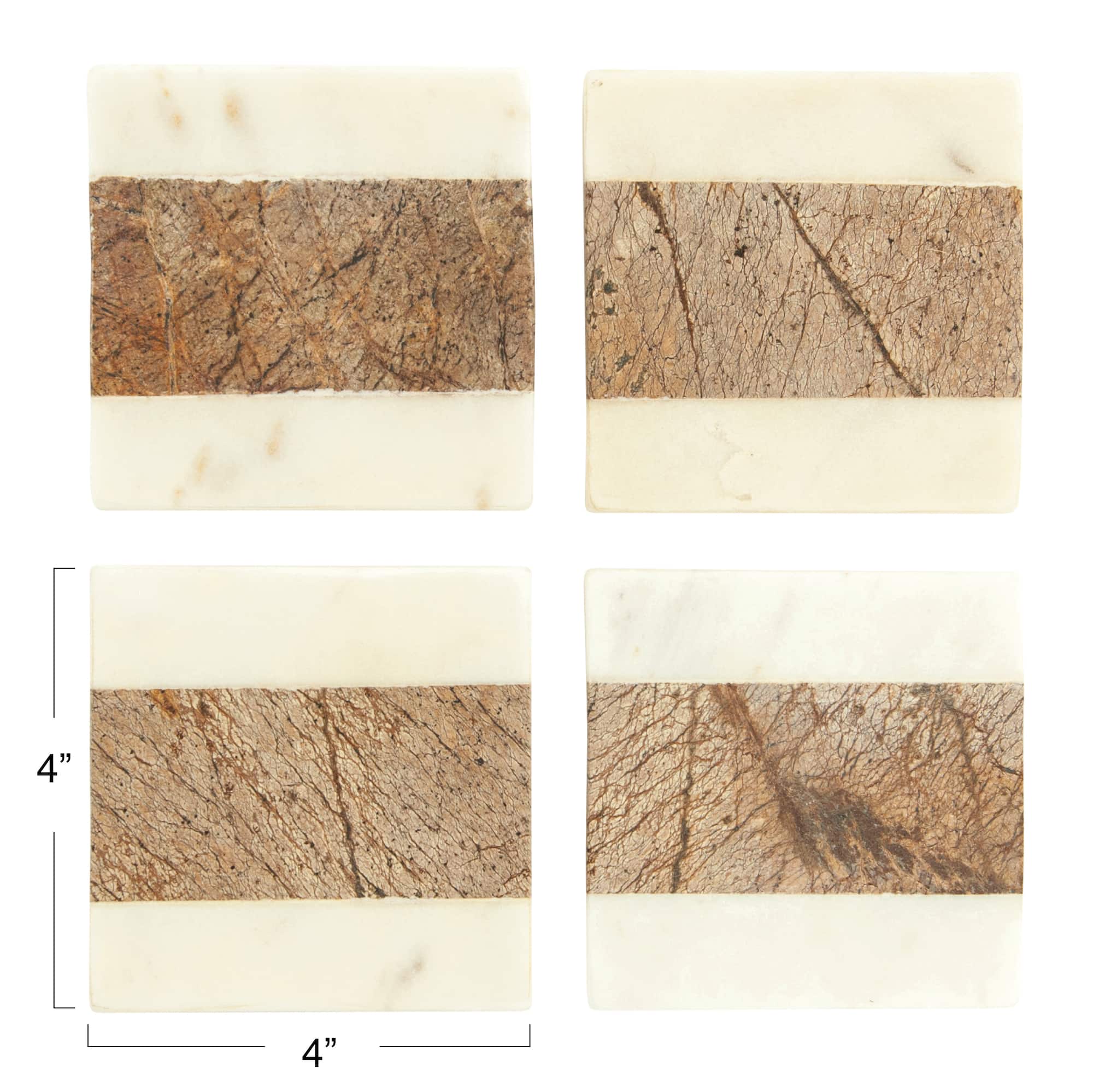 Hello Honey® Square Marble Coasters with Jute String Set